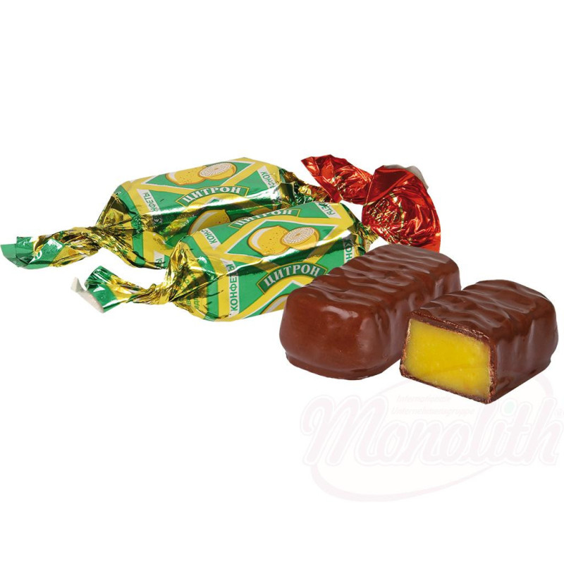 Fondant-Konfekt "Zitron" mit Zitronengeschmack in kakaohaltiger Fettglasur