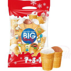 Eis "Big Family" (Vanillegeschmack 7 x 120 ml und Schoko 3 x 120ml) im Waffelbecher