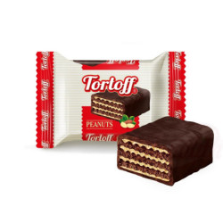 Tortoff Peanuts Waffelschnitte mit Erdnuss-Kakao-Cremefüllung (58%) in kakaohaltiger Fettglasur