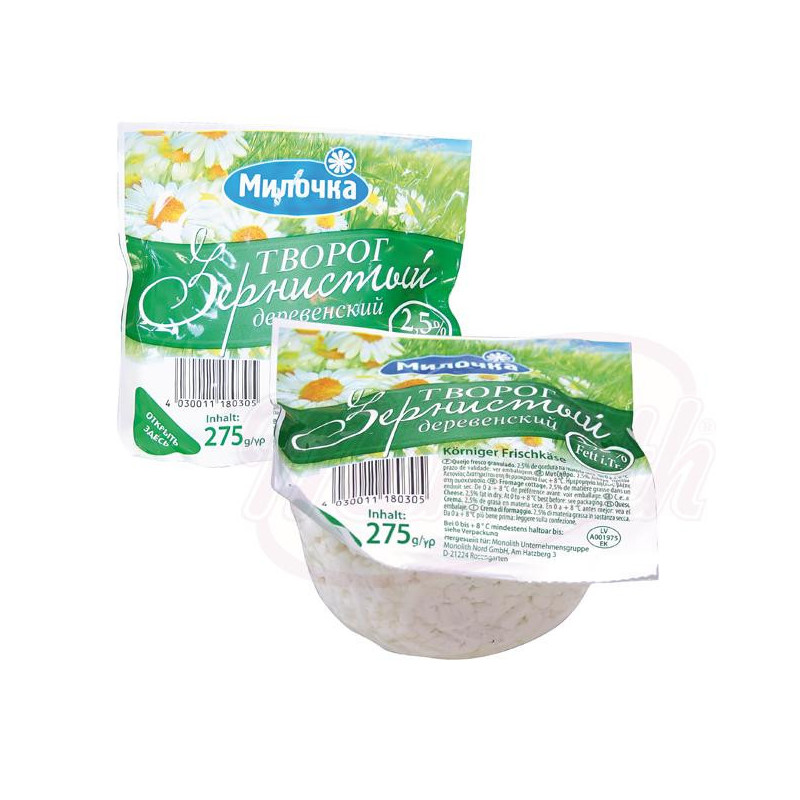 Körniger Frischkäse "Tvorog derevenskij" 2,5% Fett i.Tr