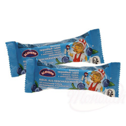 Riegel aus Frischkäsemasse, mit aromatisierter Füllung mit Heidelbeeren, in kakaohaltiger Fettglasur, tiefgefroren
