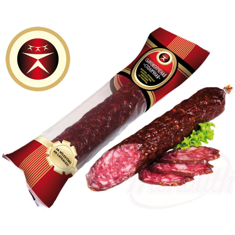 Rohwurst "Stolichnaja", schnittfest, grob, geräuchert, mit Sojaprotein, mit Fleischaroma