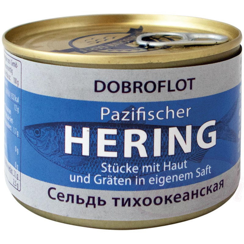 Pazifischer Hering - Stücke mit Haut und Gräten in eigenem Saft