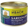 Sardinops (Heringsfisch) - Stücke mit Haut und Gräten in eigenem Saft und Sojaöl