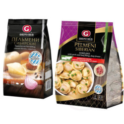 Teigtaschen "Pelmeni Sibirskie" mit Schweinefleisch- und Rindfleischfüllung, tiefgefroren