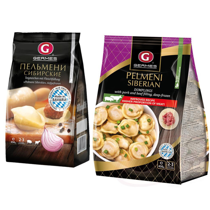 Teigtaschen "Pelmeni Sibirskie" mit Schweinefleisch- und Rindfleischfüllung, tiefgefroren