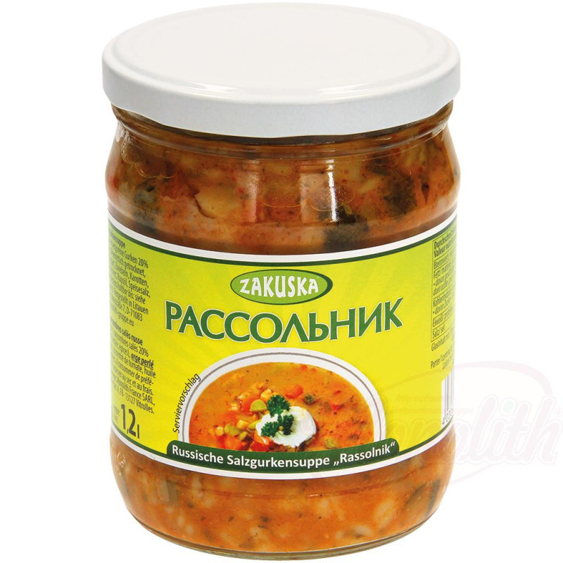 Russische Salzgurkensuppe "Rassolnik"