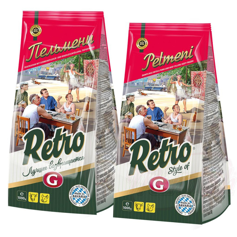 Teigtaschen "RETRO - Pelmeni 1000g" mit Schweinefleisch- und Rindfleischfüllung, tiefgefroren