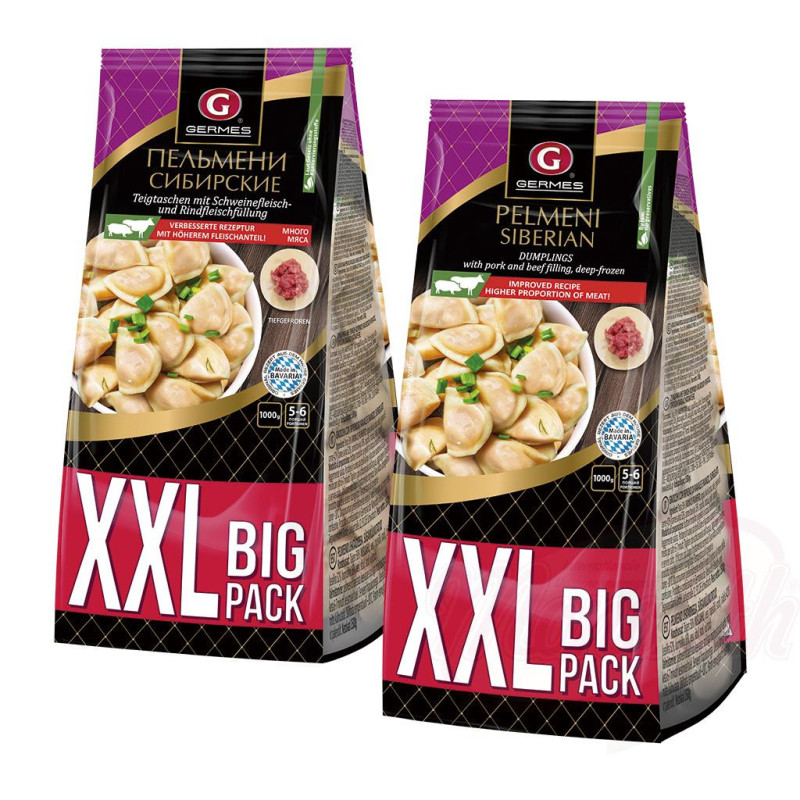 Teigtaschen "Pelmeni Sibirskie XXL" mit Schweinefleisch- und Rindfleischfüllung, tiefgefroren