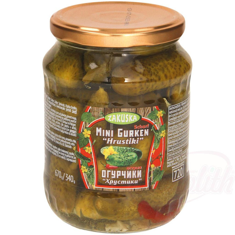 Eingelegte Mini-Gurken "Hrustiki" scharf