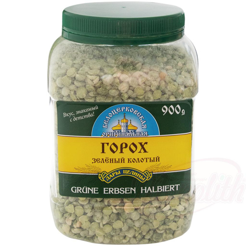 Grüne Erbsen halbiert