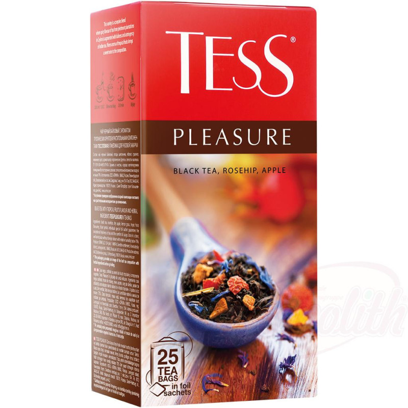 Schwarzer Tee "TESS Pleasure" mit Apfel und Hagebutte, aromatisiert- tropische Früchte, 25 x 1,5g