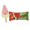Eis mit Wassermelonengeschmack, mit Stückchen aus kakaohaltiger Fettglasur, am Stiel