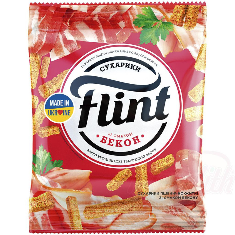 Flint - Snack aus Weizenbrot mit Speckgeschmack und Raucharoma verfeinert
