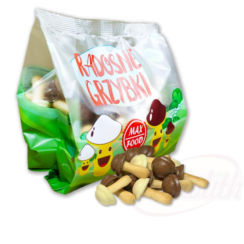 Весёлые грибочки печенье с белой и какао-глазурью, смешанные