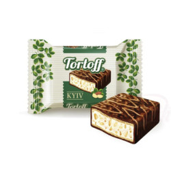 Tortoff Kyiv Waffelschnitte mit Erdnusscremefüllung (64%) in kakaohaltiger Fettglasur
