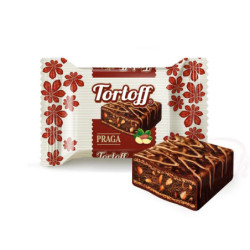 Tortoff Praga Waffelschnitte mit Erdnuss-Kakao-Cremefüllung (65%) in kakaohaltiger Fettglasur