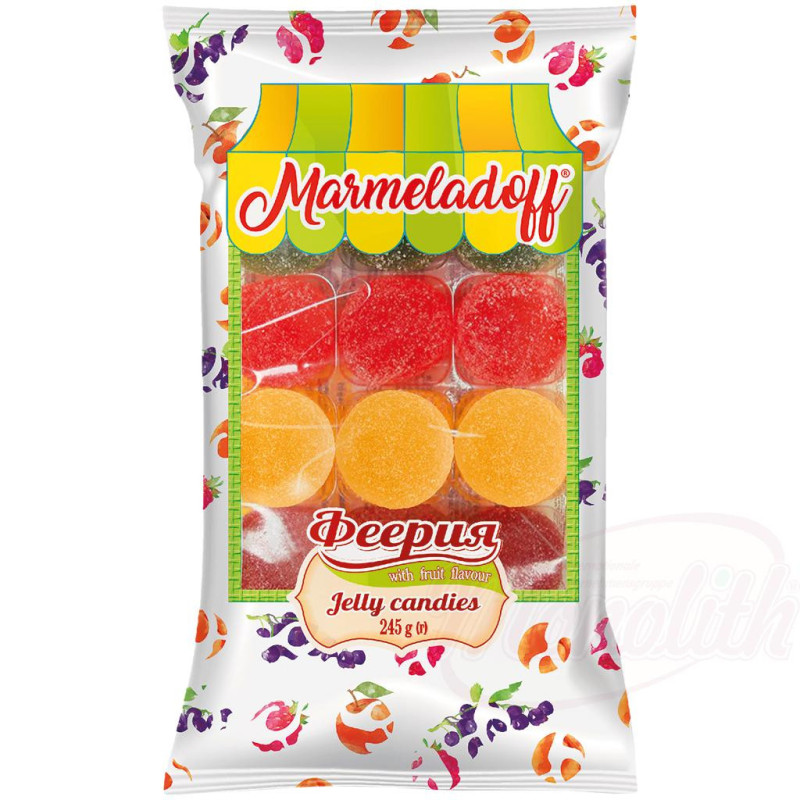 Gelee-Bonbons-Mischung "Feeria" mit Fruchtgeschmack (Erdbeere, Apfel, Schwarze Johannisbeere, Aprikose)